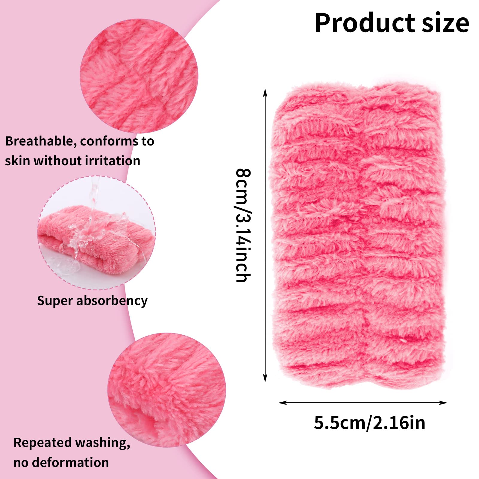 Molain 4 pulseras de lavado facial de spa toallas de muñeca de microfibra para lavar la cara, pulseras elásticas faciales absorbentes de maquillaje toallas de muñeca para mujeres (morado claro rosa)