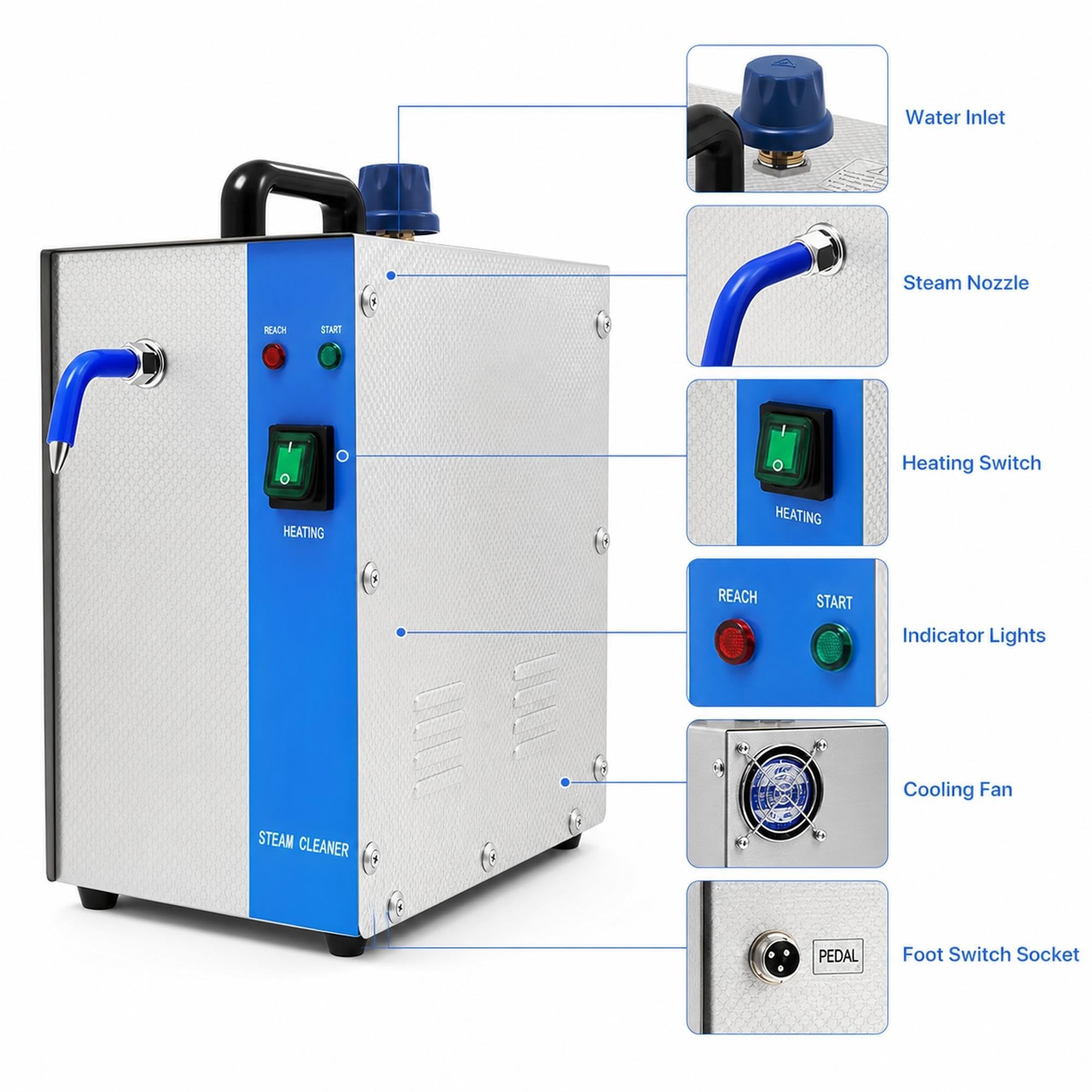 Limpiador a vapor for joyería, máquina eléctrica de alta presión 2L
