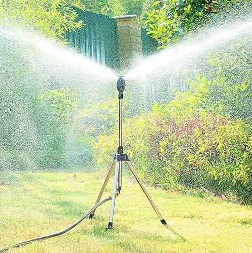 Rotating Tripod Sprinkler, Upgrade Automatic Rotating Sprinkler W/Tripod 360 Rotation Water Spray, Adjustable Tripod Automatic Rotating Sprinkler For Large Area, Yard, Garden, Lawn (A) #TOP2