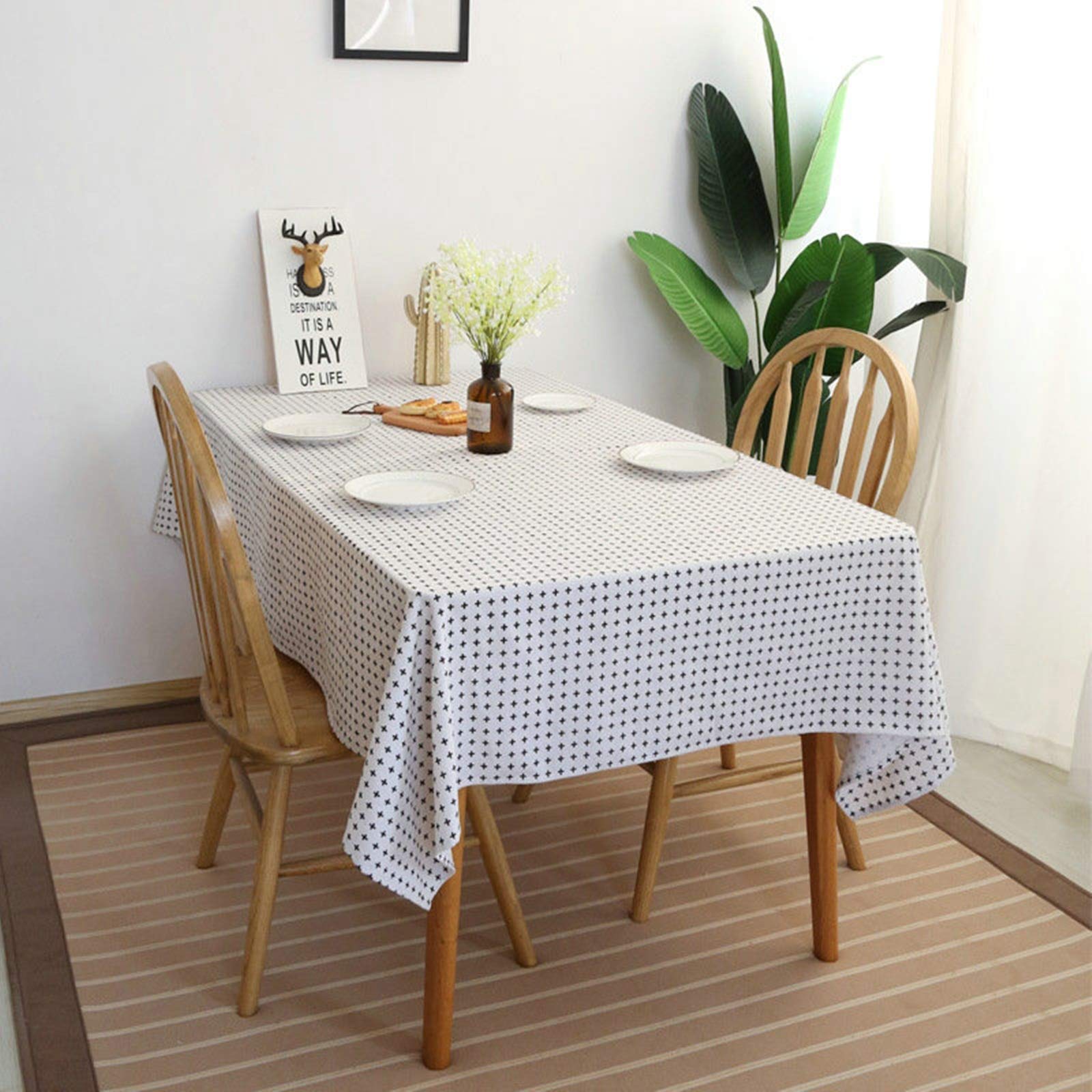 Nappe Petite Croix 140x240cm en polyester style moderne pour table rectangulaire