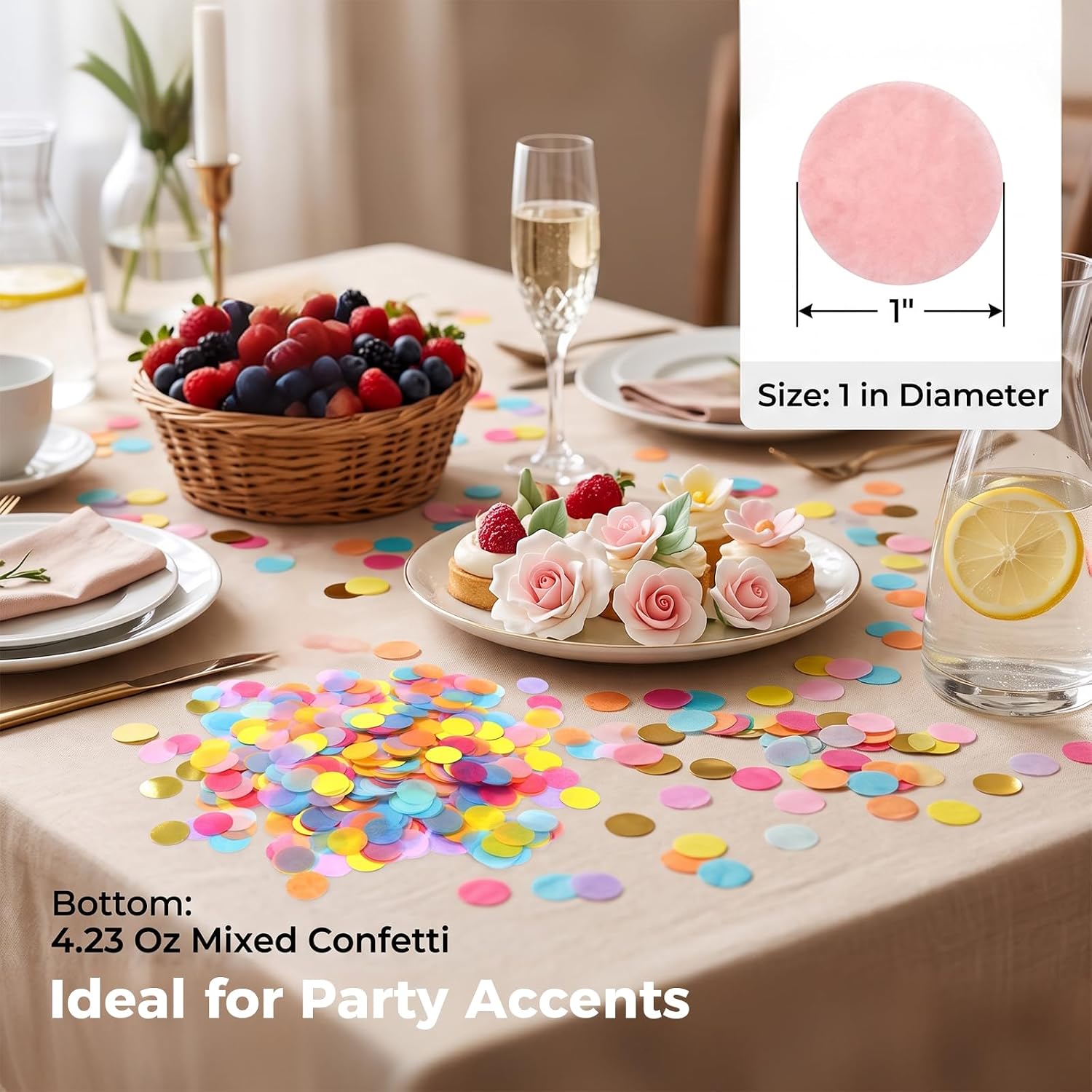 4.23 Oz Multicolor Round Paper Confetti, Colorful Table Confetti Dots For Birthday Party Decorations, Wedding, Baby Shower, Graduation, DIY Crafts & Scrapbooking