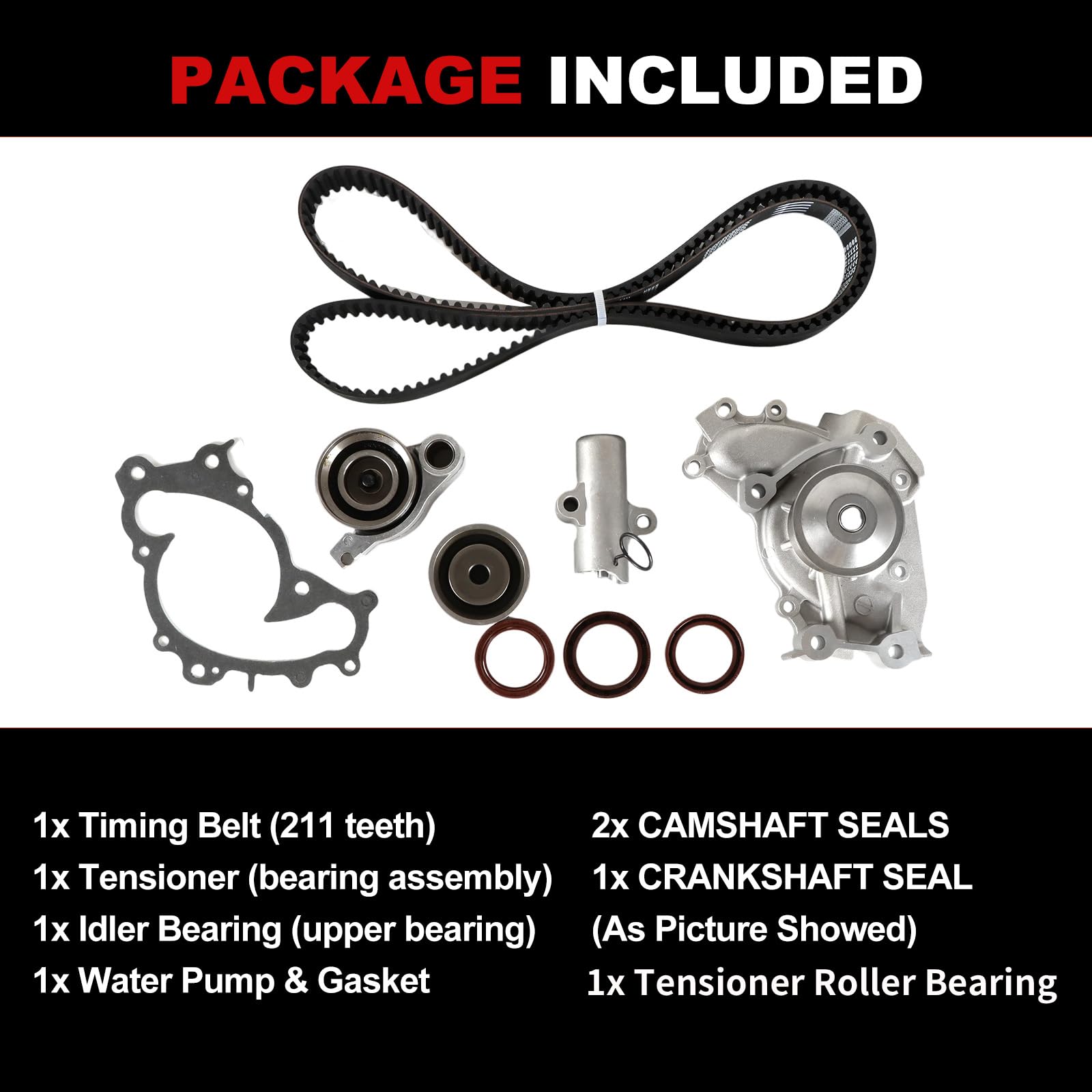 Kit de correa de distribución con bomba de agua con tensor de rodamiento superior compatible con Carmy Highlander 2001-2010 3.0L 1MZFE 3.3L 3MZFE piezas de motor para ES300 RX300 RX400H