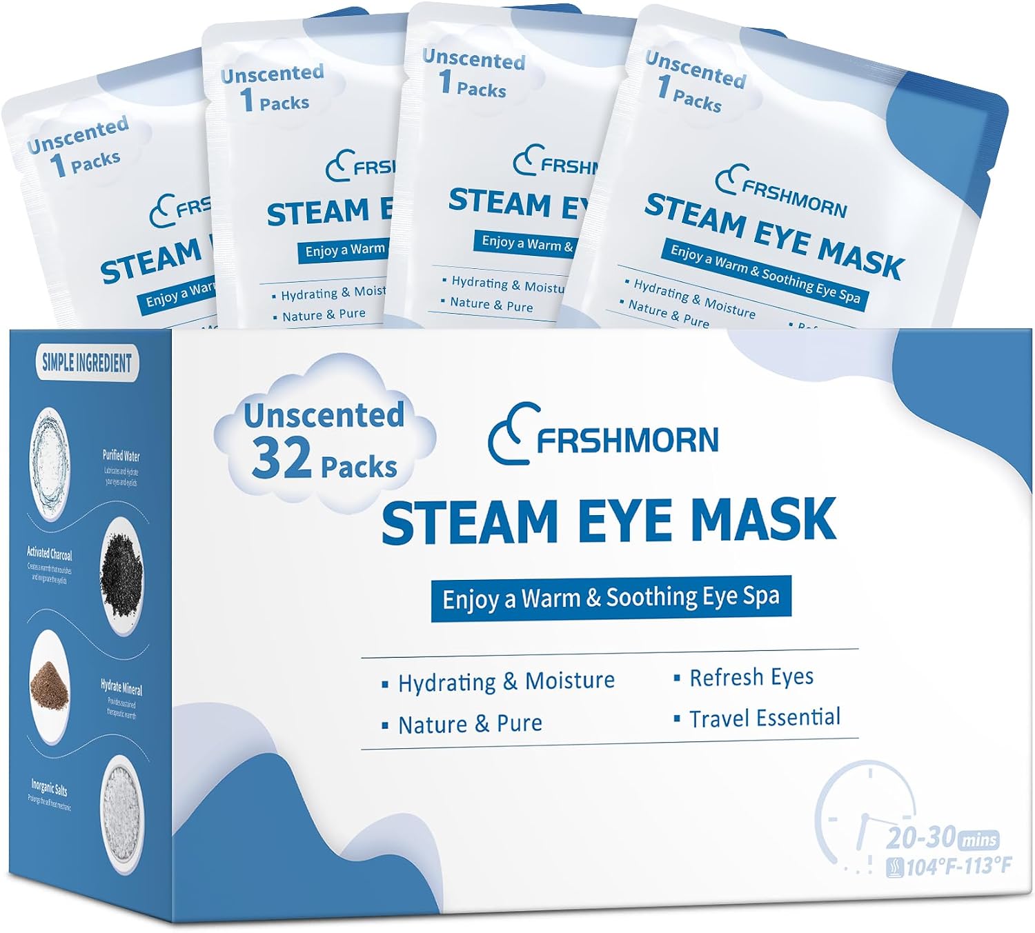 32 Packs Steam Eye Mask, Heated Eye Mask for Sleeping, Warm Compress for Eyes, Self Heating Disposal Steam Mask Comfortable Sleep Mask for Home, Office, Spa, Travel Essentials (Lavender)