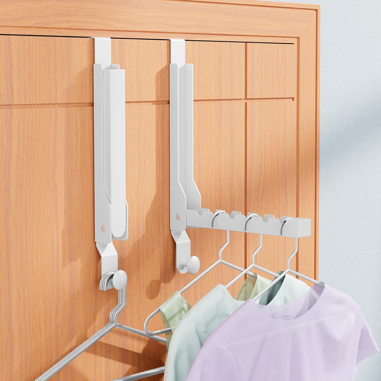4 Pack Over The Door Hanger Folding Clothes Drying Rack, Folding Hanging Coat Rack for Indoor Laundry Room Compact Small Space Foldable Portable Clothing Hanger Hook Collapsible (Wihte-4(Upgraded))