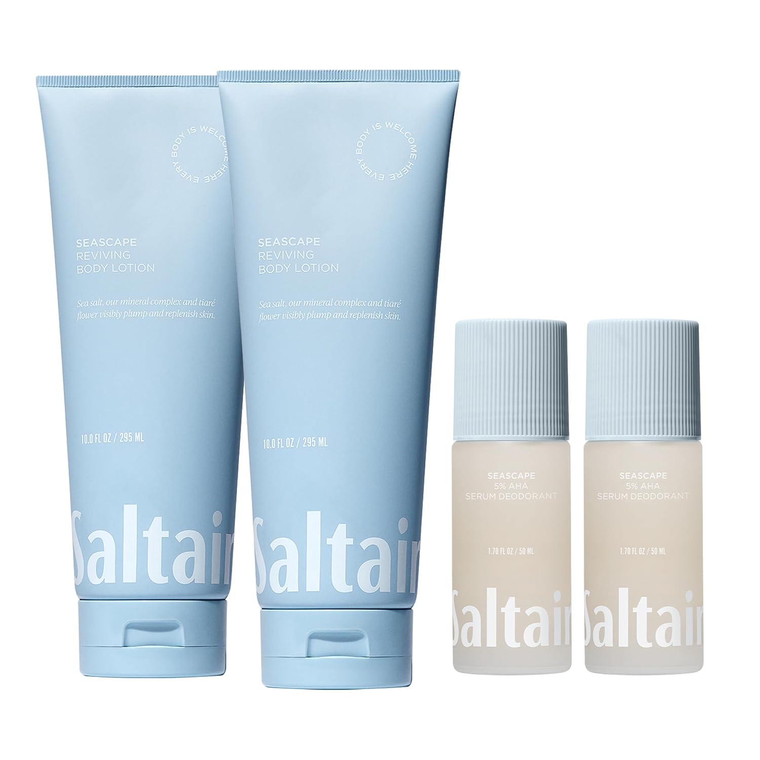 Saltair Seascape Body Lotion & Serum Deodorant Set – 2 Pack Lotion + 2 Pack Deodorant | Hydrating Body Cream & Aluminum-Free | Vegan, Cruelty-Free Skincare for Women and Men