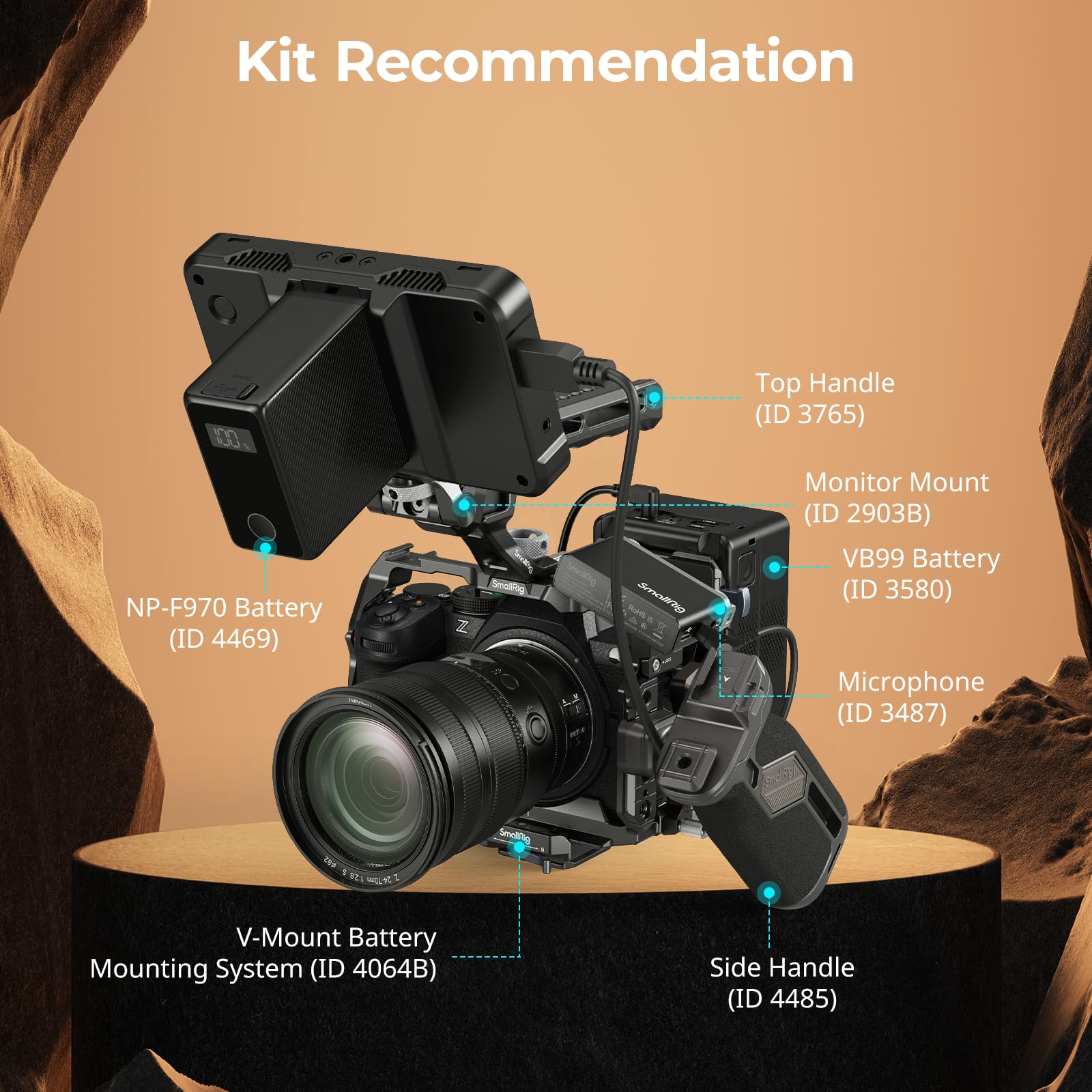 SMALLRIG Cage per Nikon Z5 II, Z5, Z6, Z6II, Z7, Z7II, Gabbia per fotocamera in lega di alluminio con attacco Cold Shoe Mount, 1/4''-20 & 3/8''-16 fori filettati, piastra a sgancio rapido per