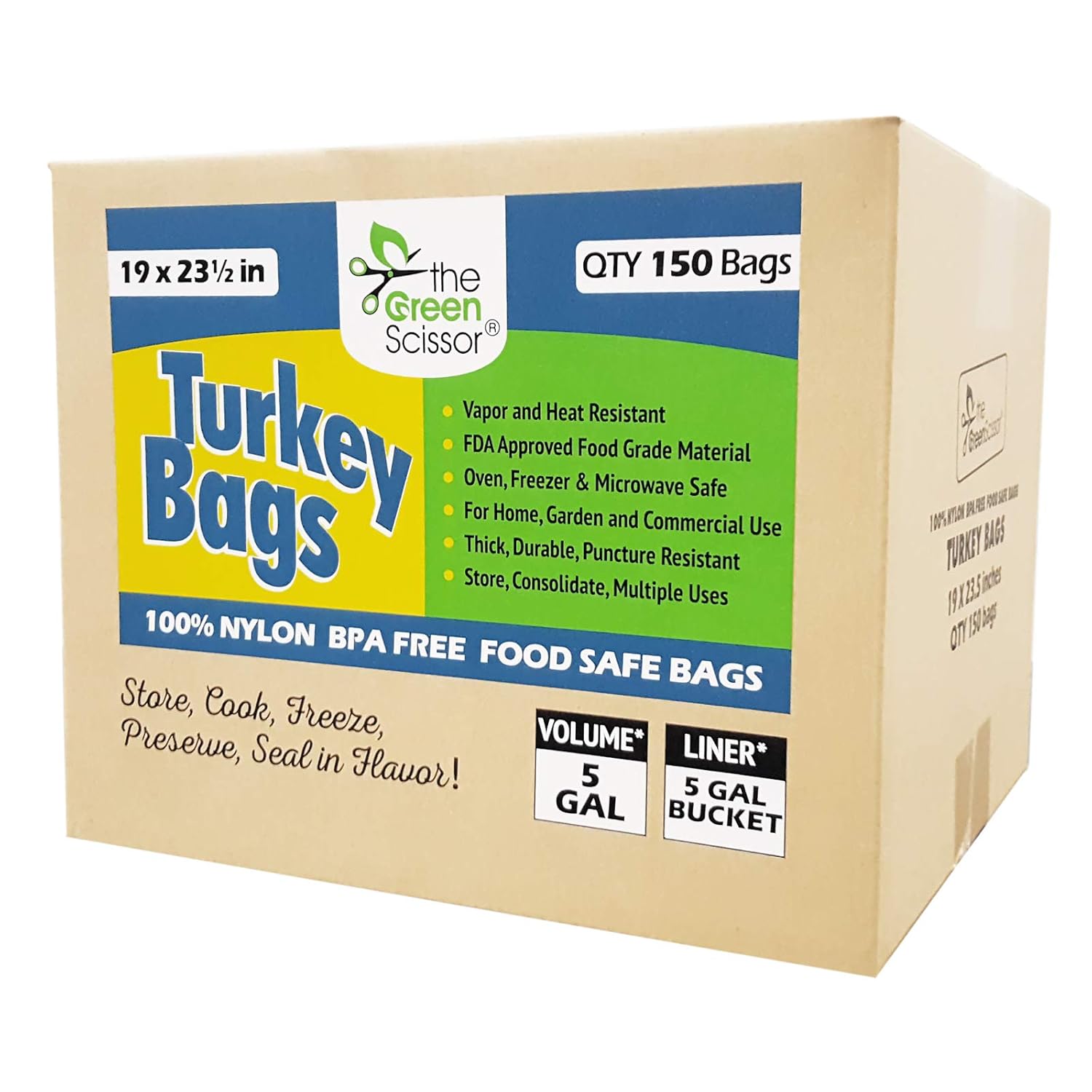 Amazon.com: The Green Scissor Turkey Bags 19 x 23.5 in - 150 box ...