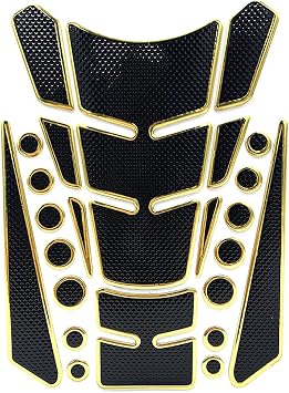 1 Set Gold Universal 3D Motorcycle Gas Tank Sticker, Fuel Tank Protector Decal Pad Self-adhesive and Waterproof