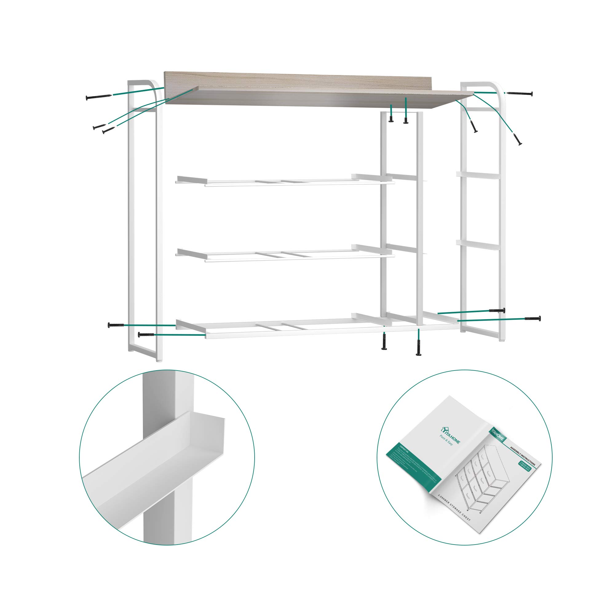 YITAHOME Cassettiera in tessuto, armadietto con 7 cassetti, per Corridoio, con vano contenitore per soggiorno, camera da letto, cameretta dei bambini, grigio chiaro