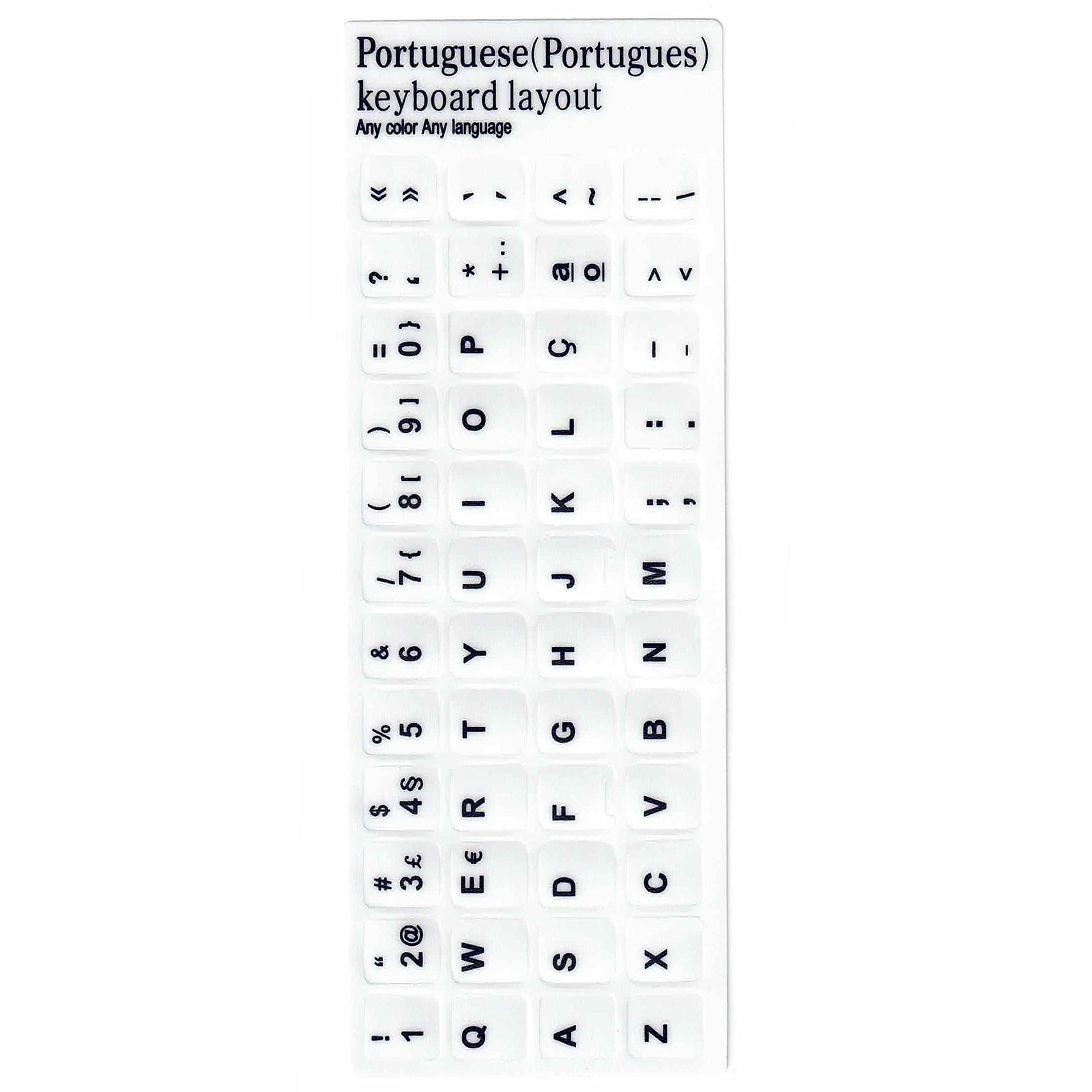 Adhesivo portugués de Repuesto para Teclado de Color Blanco, Respetuoso con el Medio Ambiente, Respetuoso con la Piel, a Prueba de Polvo, para el hogar, Viajes, Oficina para (Blanco portugués)