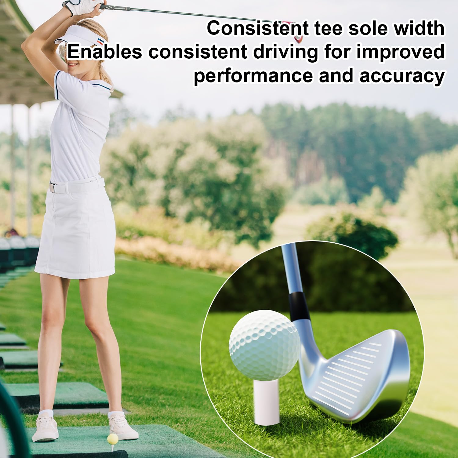 8pz Tee da Golf in Gomma, Tee da Golf a Forma di T Bianca per Campo Pratica Accessori per Allenamento Indoor e Outdoor Tappetini Allenamento e Simulatori di Golfs (Misure US, 8 Misure)