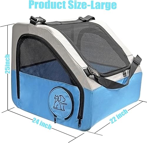 Miniatura 2 de Large Portable Pet Crate for Car Travel, 24"x22"x25" Foldable Dog & Cat Carrier with Secures Seatbelt & Headrest Strap, Oxford Soft-Sided Pet Kennel