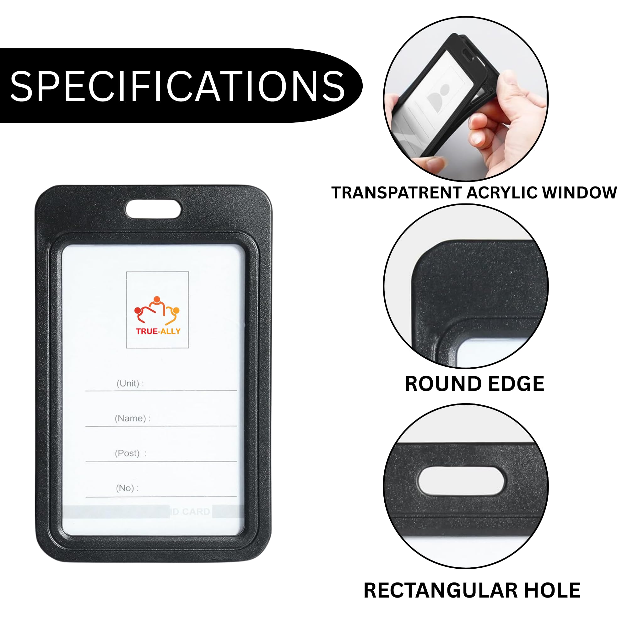 True-Ally Metal Black Retractable Reel ID Card Holder with Vertical Silicone Card Sleeve Pack of 2 with Belt Clip, Durable Badge Holder, Heavy Duty ID Badge Reel for Office, School & Security Use 2