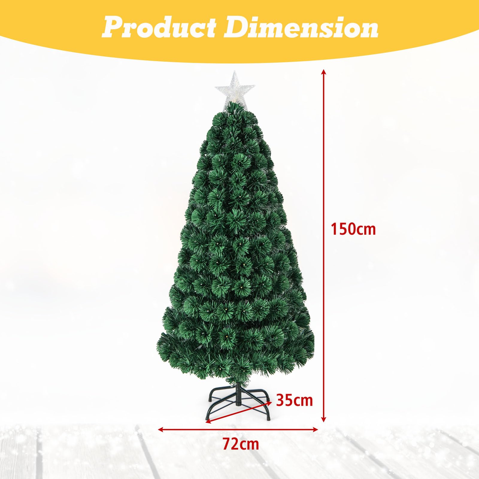 LIFEZEAL Sapin de Noël avec LED, Arbrea de Noël en PVC avec 170 lumières LED, Sapin Artificiel Enneigé avec 8 Eeffets Lumineux, Sapin Artificiel avec Support Métallique, Vert (150cm)