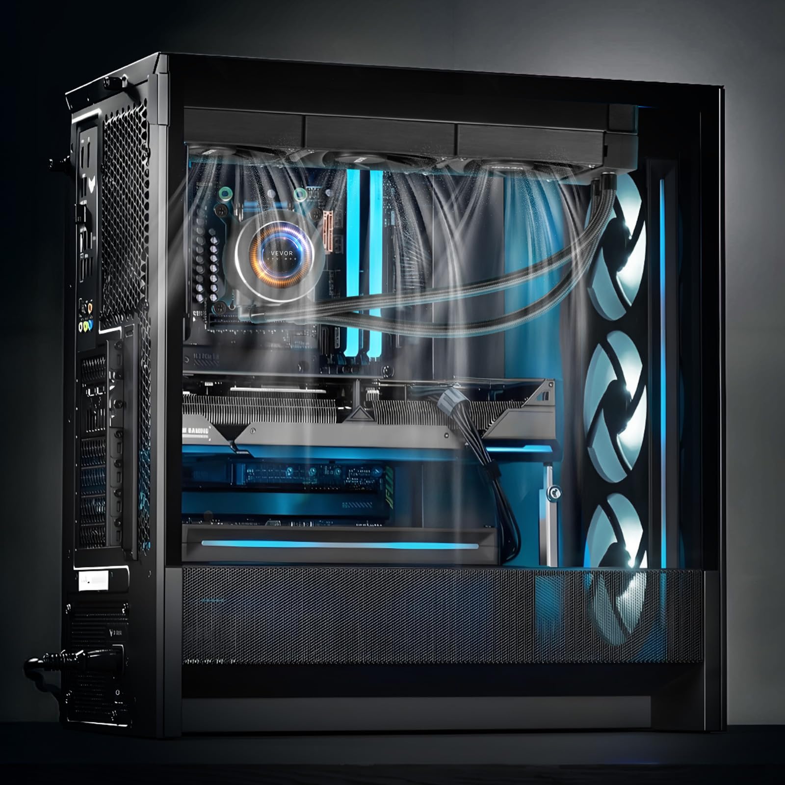 VEVOR Dissipatore di Calore a Liquido per AIO CPU, 3 Ventole PWN Raffreddamento da 120 mm e Pompa, con Display LCD da 283 x 120 x 56 mm, per Intel 115X/1366/2011/1700/1200, AMD AM4/AM5
