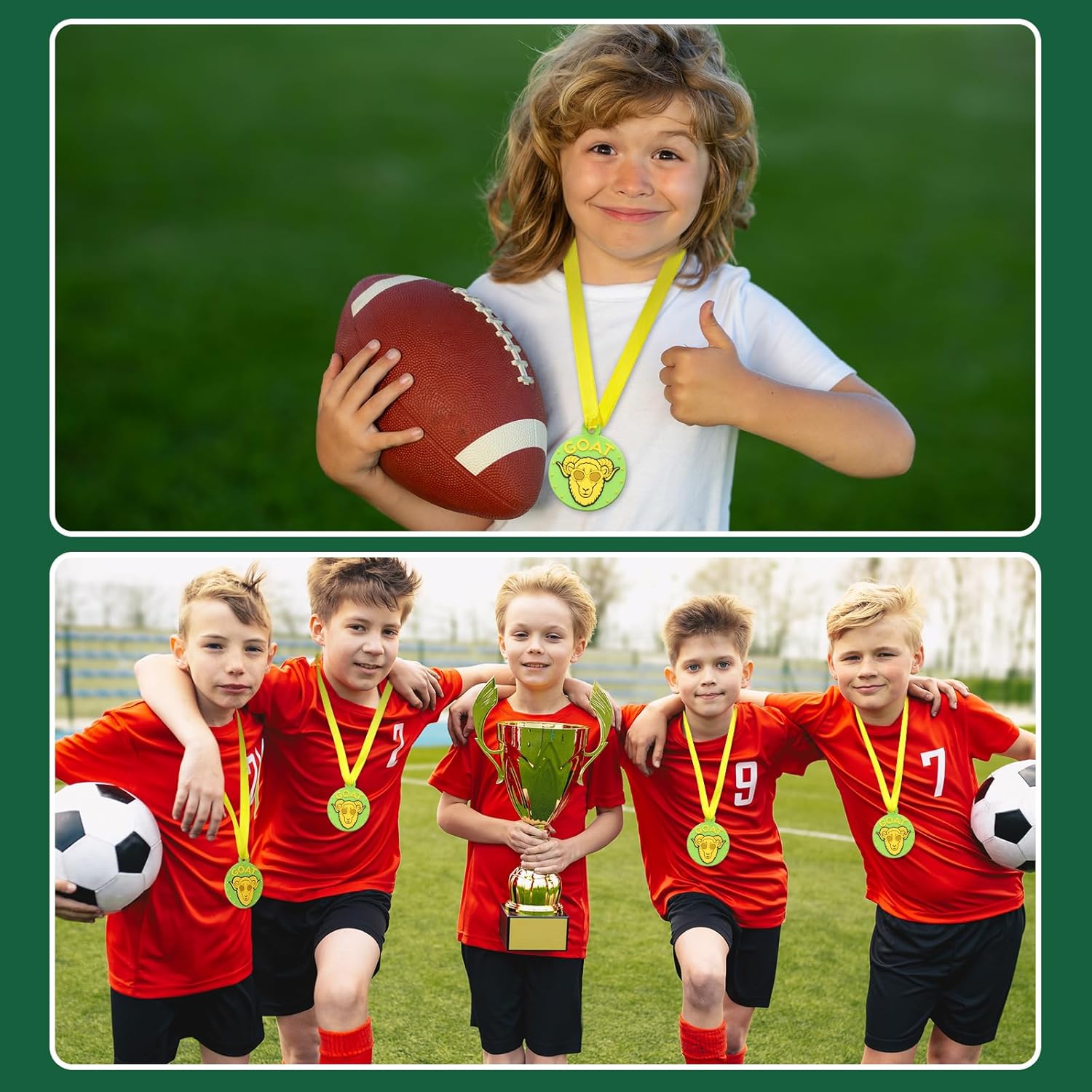 AmazingSpark 60 Pcs Goat Award Medals, 2 Inch Rubber Medals Bulk Winner Encourage Team Participation for Kids Adults Trophy Award Prize Gift Competitions Graduation Party