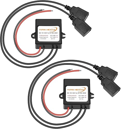 2 piezas DC 12V 24V a 5V 6A 30W adaptador de corriente con doble USB hembra convertidor reductor DC módulo buck…