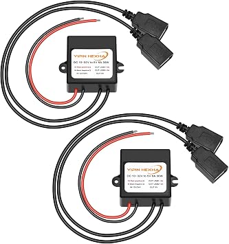 2PCS DC 12V 24V to 5V 6A 30W Dual USB Female DC Step Down Converter Power Adapter Buck Module...