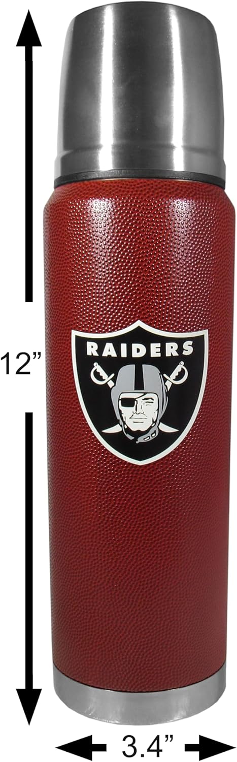 Siskiyou Sports NFL Las Vegas Raiders Football Texture Thermos, Team Colors, One Size
