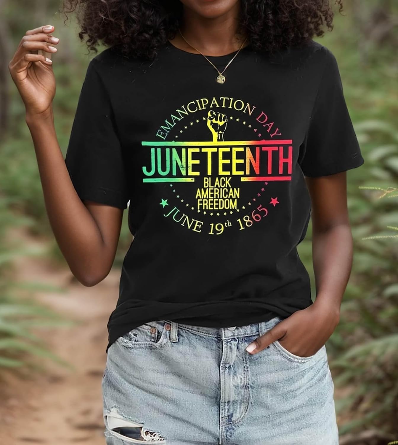 FYAPHION Juneteenth Shirts Women Black History Shirt African American Freedom Day June 19th 1865 T-Shirt