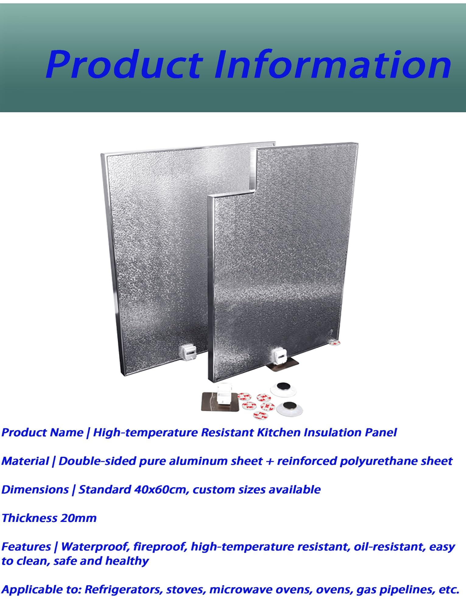 Panneau isolant ignifuge – Panneau résistant à la chaleur pour appareils de cuisine tels que cuisinière, four, micro-ondes, réfrigérateur (version magnétique, 80 x 60 cm)