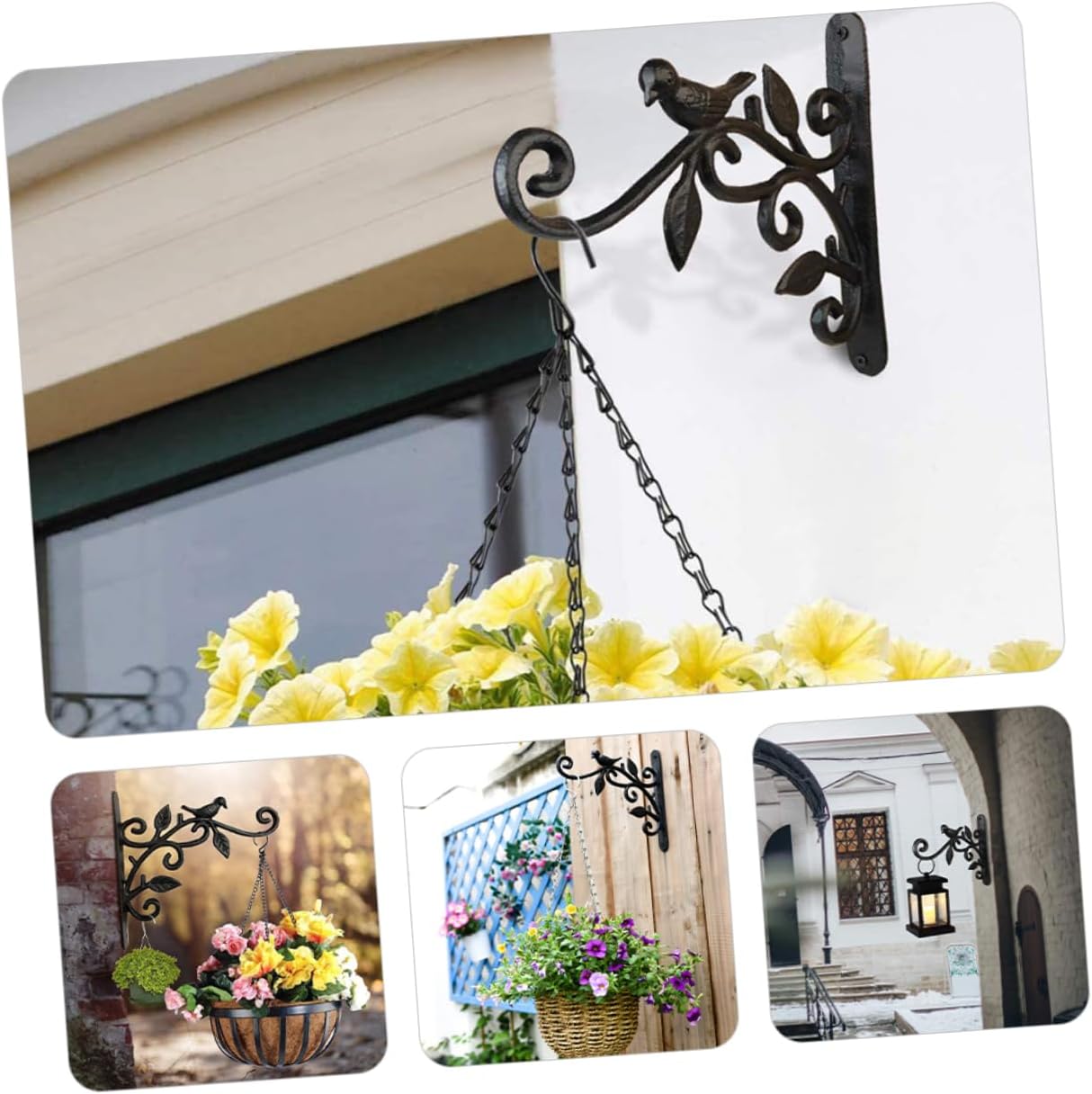 2pcs Decorative Iron Flower Basket Holder Wall Mount Planter Hooks for Safe Plant Hanger