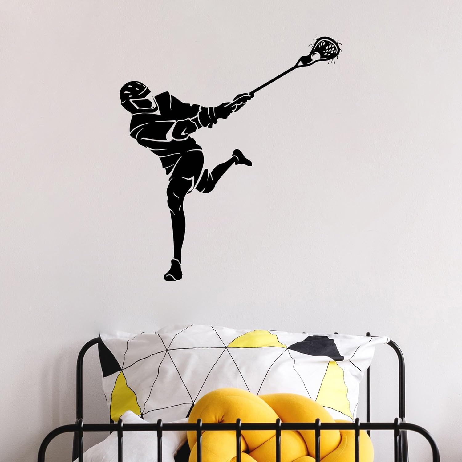 Vinyl Wall Decal Lacrosse Player Sports Fan Art Stickers Mural (ig4139) Black
