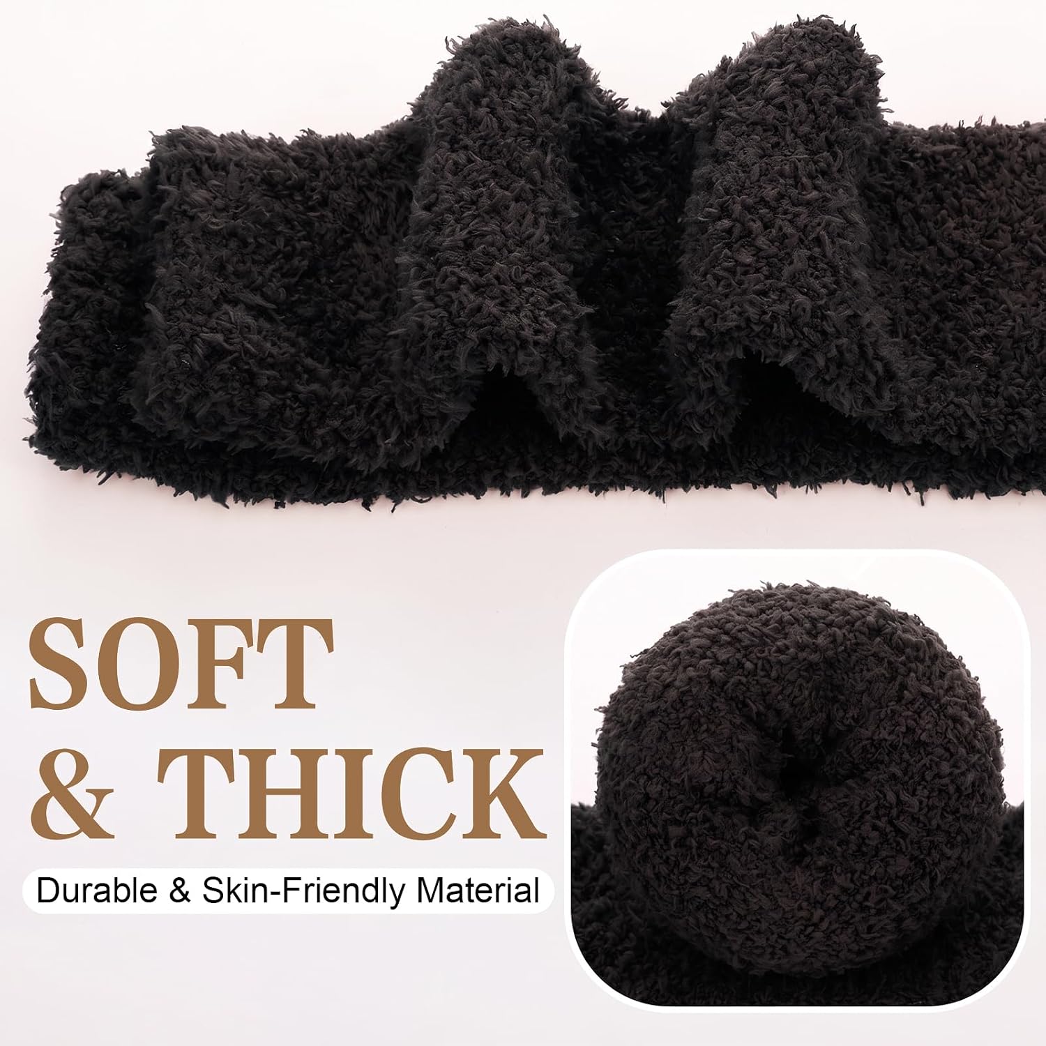 Long Fuzzy Socks for Women, 3/5 Pairs Soft Knee High Stocking image 3