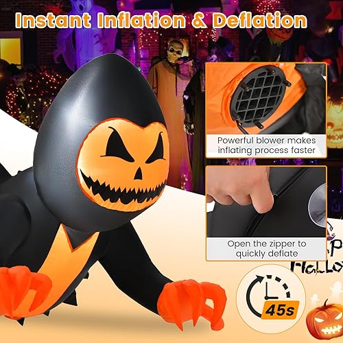 Miniatura 3 de GOFLAME Fantasma de calabaza inflable de Halloween de 3.3 pies que estalló de la ventana, decoraciones inflables con luces LED integradas, 3