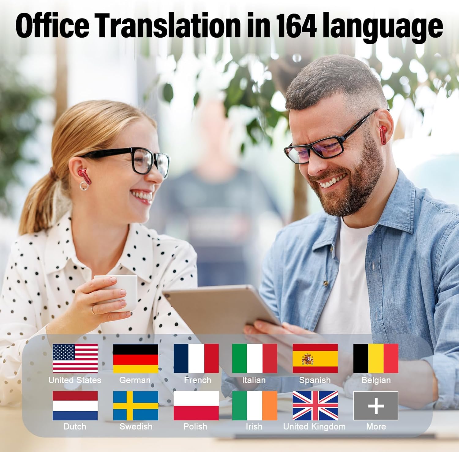 Ai Translation Earbuds Real Time No Subscription,164 Languages Translator Earbuds with 6 Translation Modes,Audio and Video Calls Translator Headphones, Deep Red - Image 2
