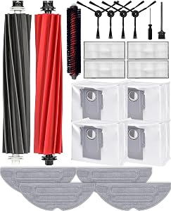 S8 PRO Ultra Zubehörset für Roborock S8 PRO Ultra Ersatzteile, 21 Stück, 2 Rollenbürste 4 Seitenbürsten 4 Staubbeutel 4 HEPA-Filter 4 Wischtücher 1 Selbstreinigende Bürste