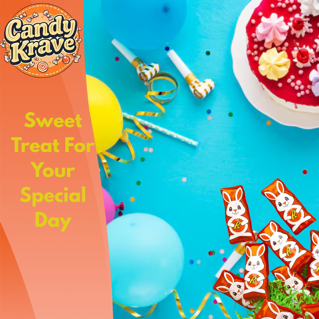 CandyKrave Reses Peanut Butter Crème Bunnies Easter Candy - 4lb Bulk Milk Easter Chocolate candy - Bulk Reses Individually wrapped chocolate candy for Easters, Birthdays & Christmas