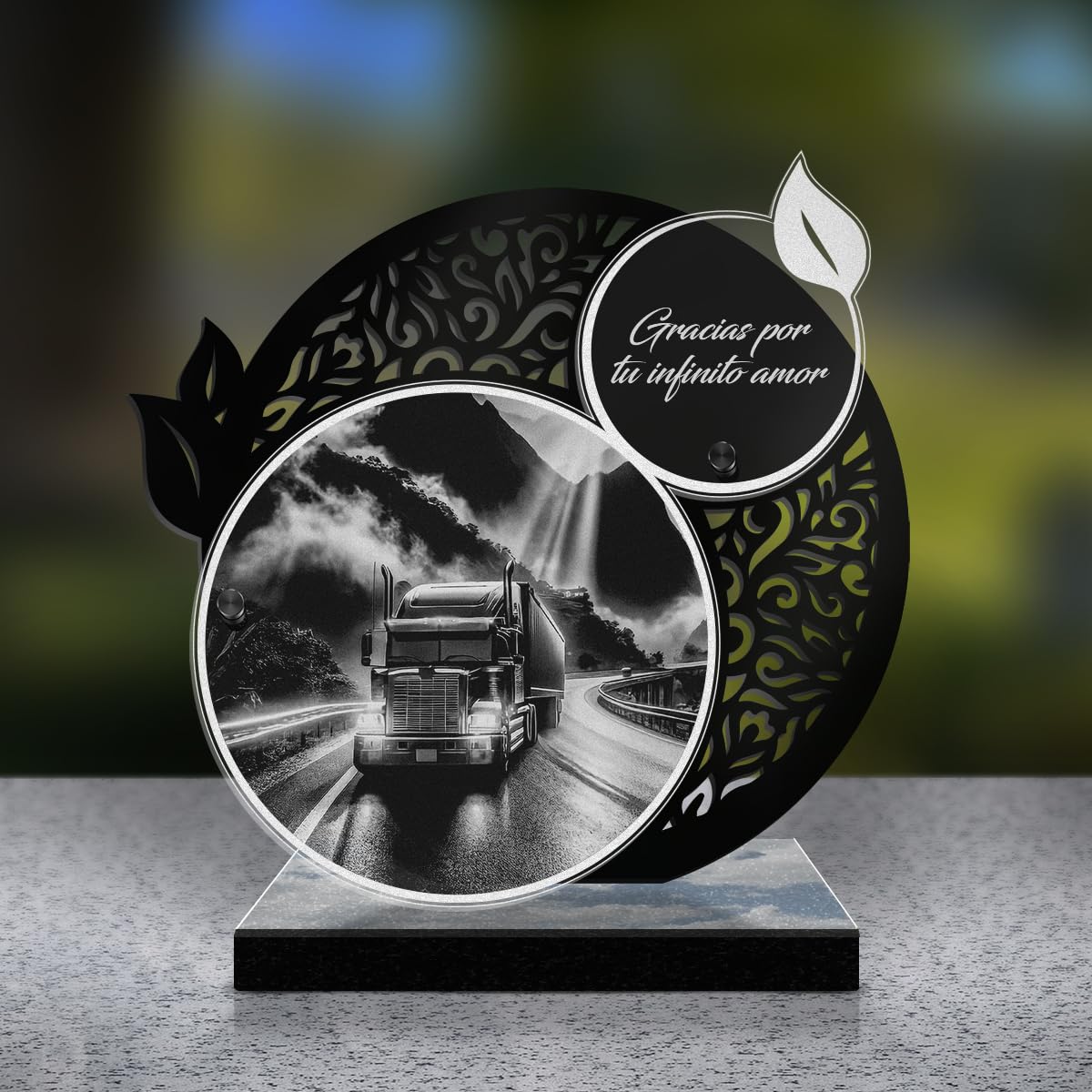 Eternel - Placa Funeraria Personalizada Encaje - Camión De Carretera, Vehículo Pesado, Conductor, Camión - Texto Personalizable, Placa Funeraria Grabada con Láser, Homenaje, Funerales, Conmemoración