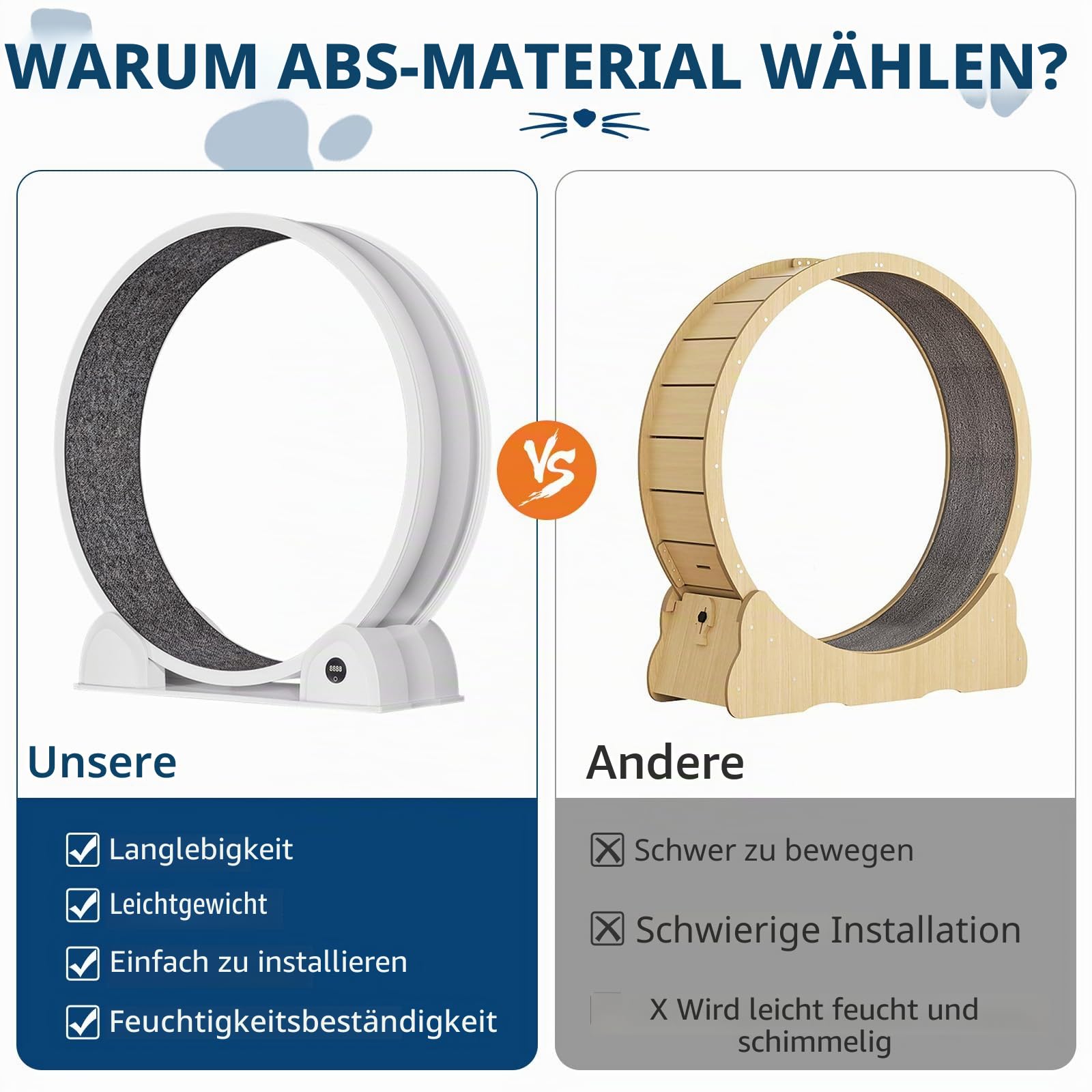 GarveeHome XL Katzenlaufrad 103cm mit Schrittzähler & Kratzbrett - Super Leises Laufrad für Große Katzen bis 12kg, Abnehmbarer Teppich, Ideal für Gewichtsreduktion und Gesundheit - A