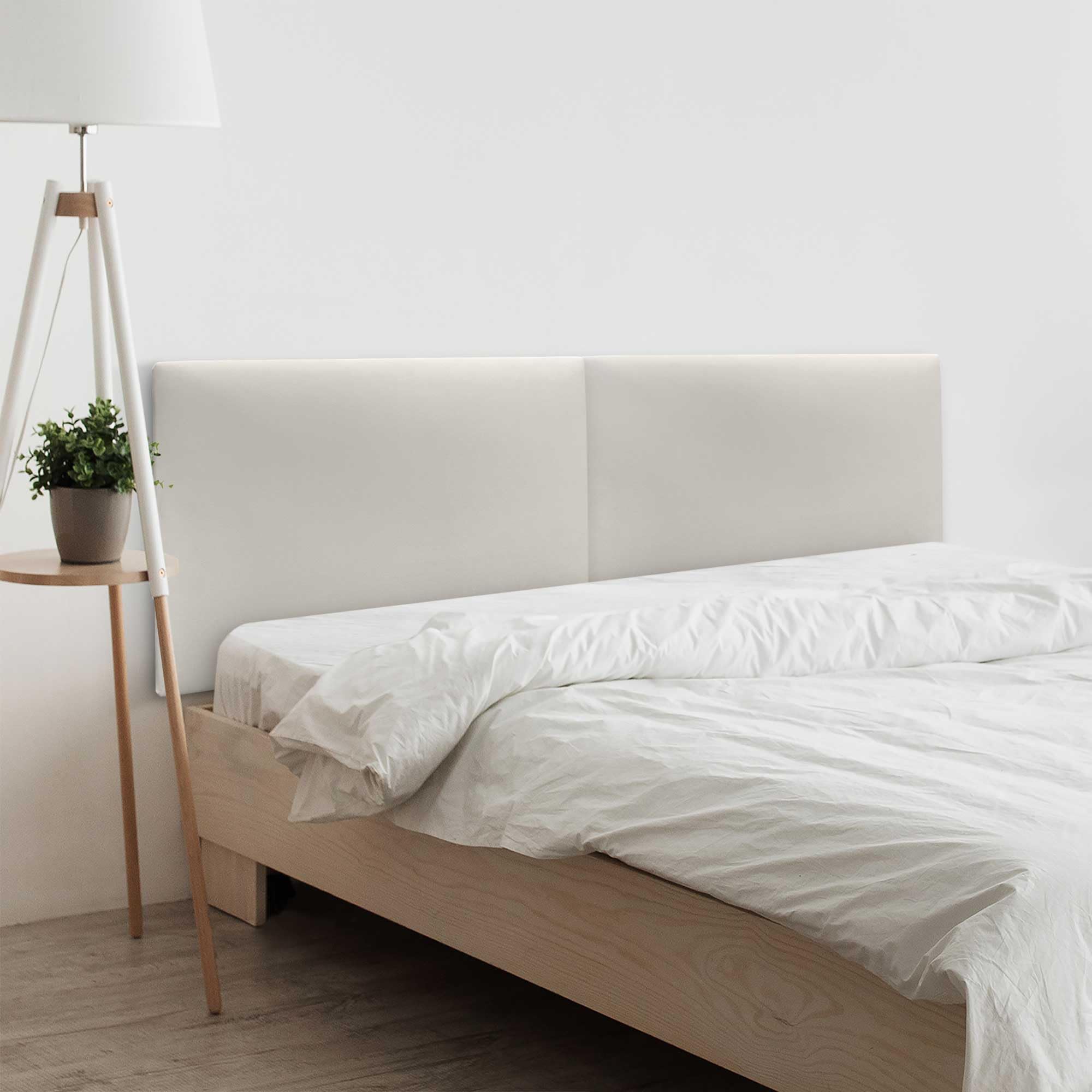 DHOME Cabecero de Polipiel o Tela Acualine Liso Dual Dividido en 2 Piezas Tapizado de Alta Gama Cabezal Tapizado Moderno (Polipiel Blanco Hueso, 180cm Dual (Camas 180/190))