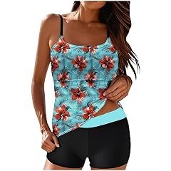 hlysgo Tankini Swimsuits for Women 2 Piece Bathing Suits Swim Tank Top with Boy Shorts Tummy Control Modest