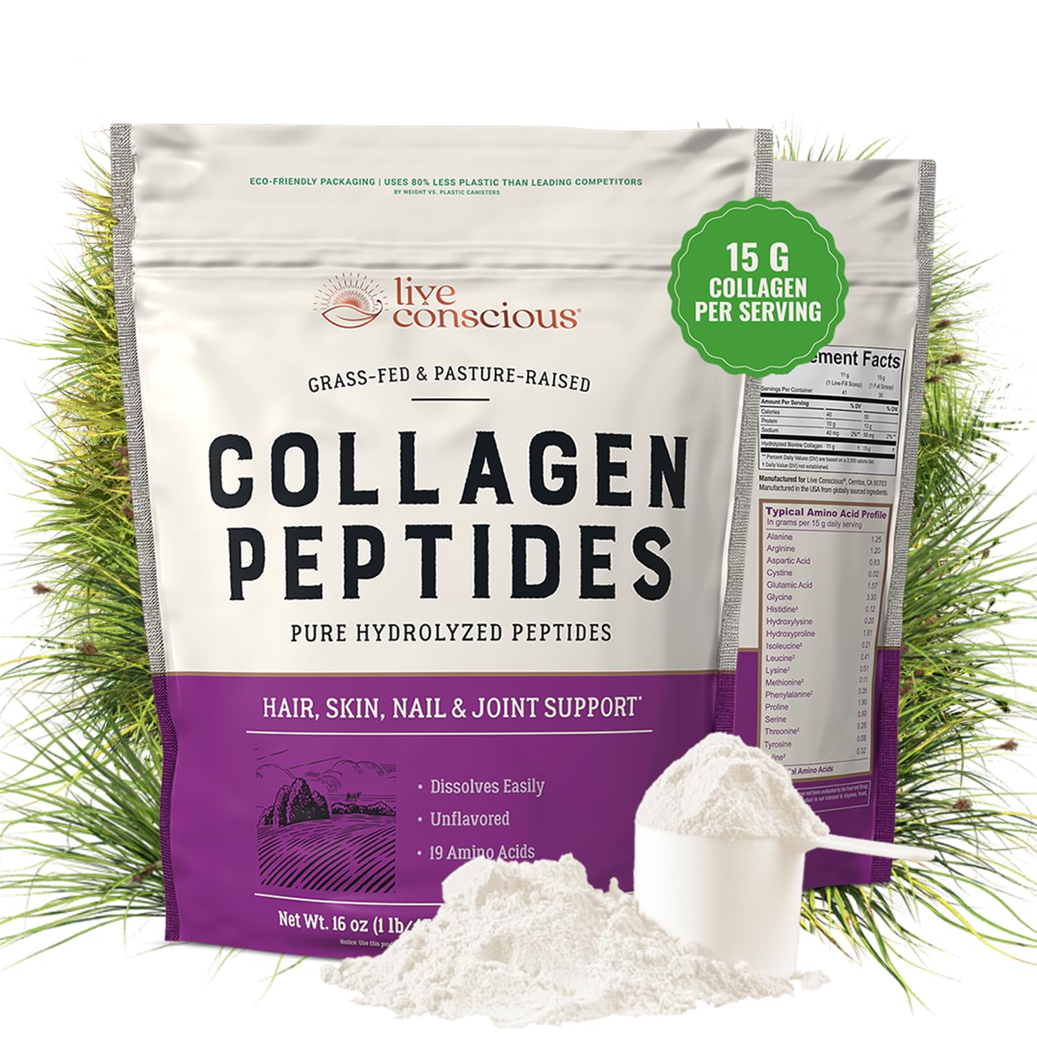 LiveWell Labs Nutrition Collagen Peptides - Hair, Skin, Nail, and Joint Support - 41回分 16oz（454g） 海外直送品