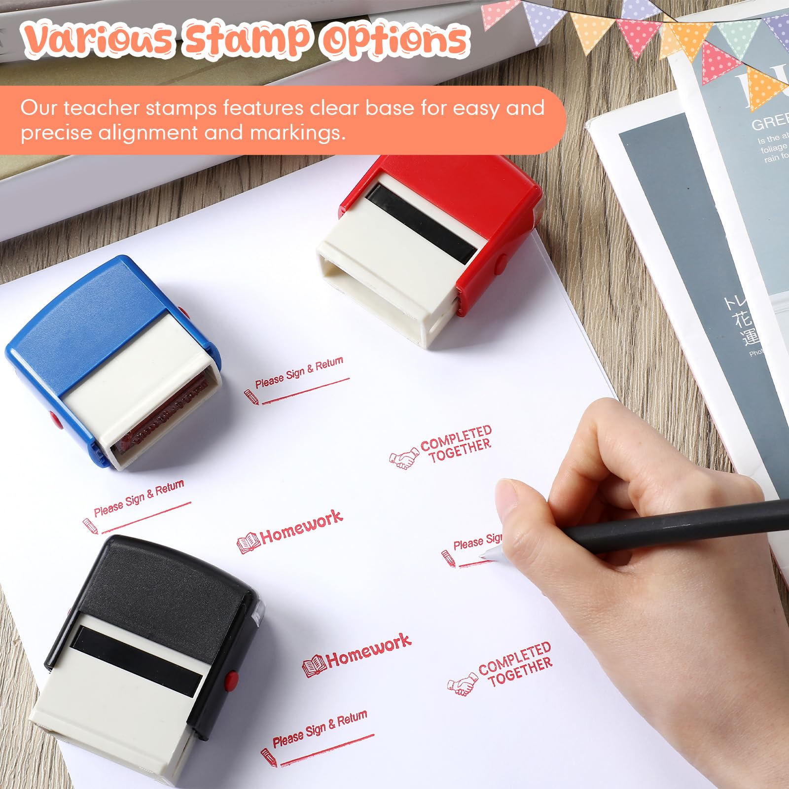 XunYee 3 Pcs Rectangular Teacher Stamp Self Inking Includes Homework,  Completed Together, Please Sign & Return Stamp, Refillable Teacher Stamps  for Teacher School Classroom Business Office, Red Ink : Amazon.sg: Office  Products