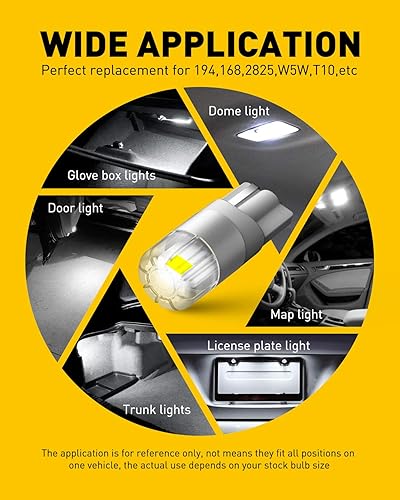 Miniatura 84 de AUXITO 194 bombillas LED rojas, superbrillantes tamaño 1:1, luz de matrícula 168 2825 W5W T10 sin errores para cúpula mapa, puerta, cortesía, Rojo