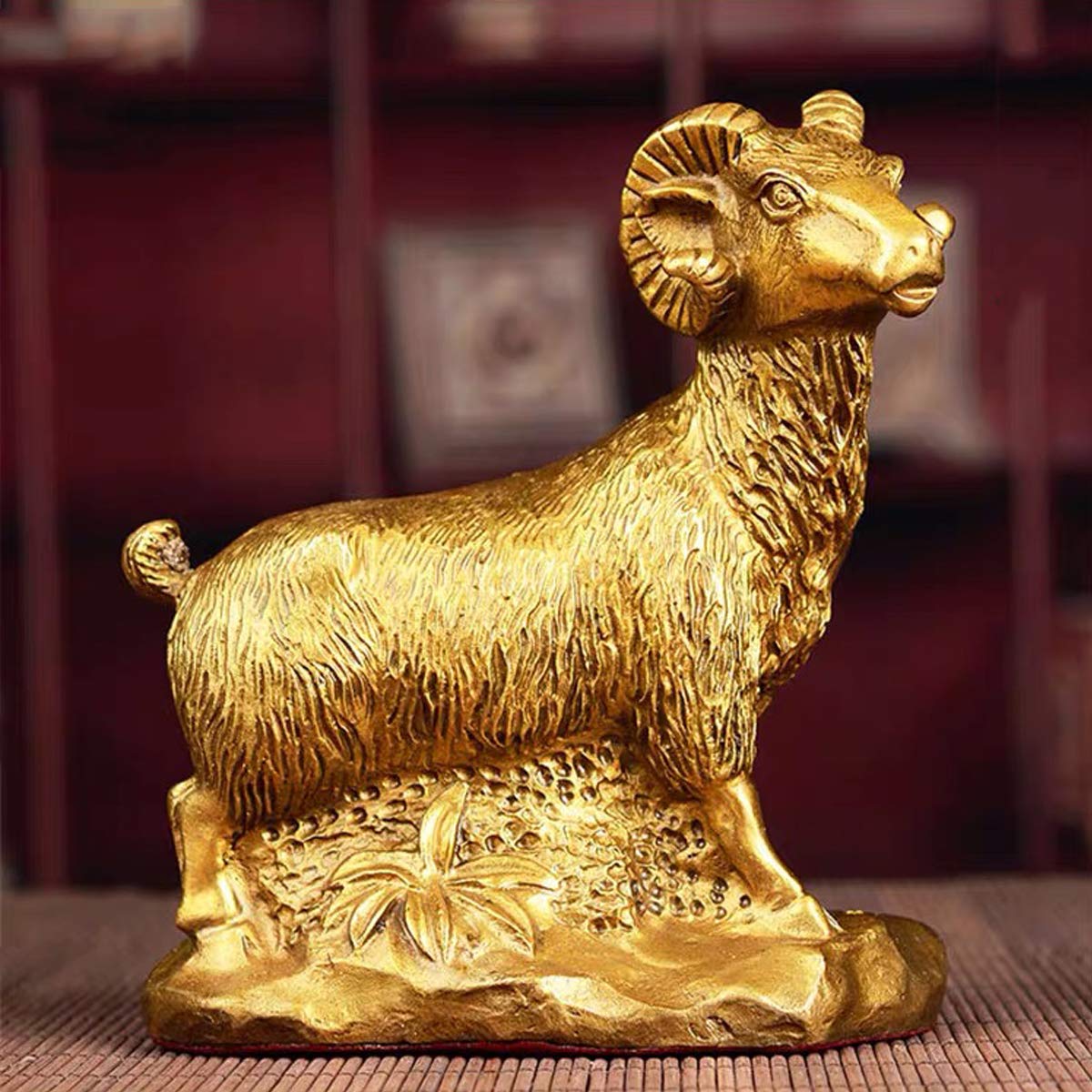 Amazon.co.jp: Addune 真鍮 風水 中国の干支 ヤギ 置物 金色の幸運の羊