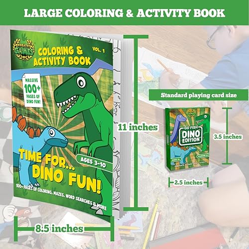 Miniatura 5 de Wreathy Games - Paquetes de juegos (Go Fish Dino Edition y tiempo para... Dino Fun! Coloring & Activity Book Bundle)