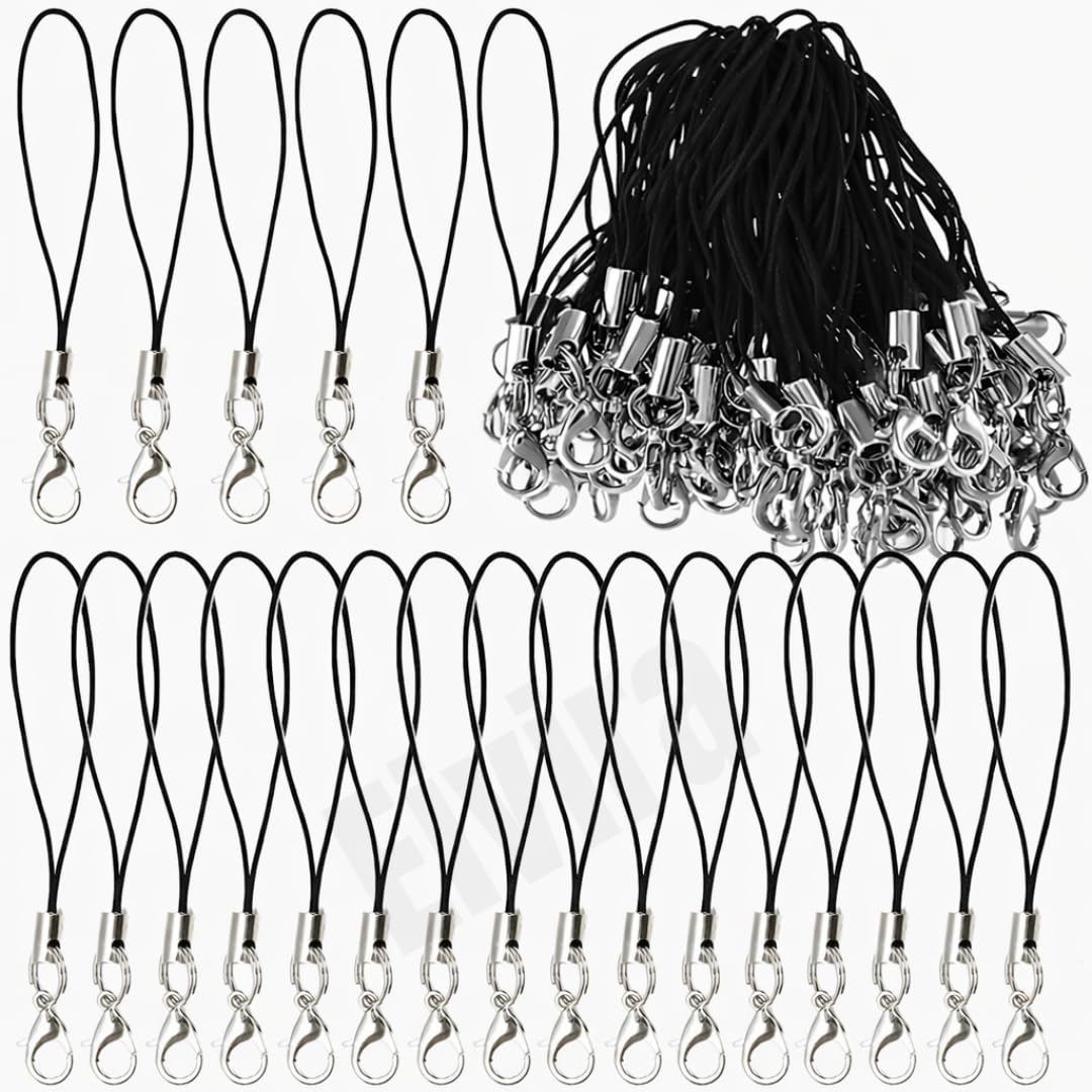 Black Lobster Clasp Phone Charm Lanyard Strap (50 PCS / 100 PCS Pack) – Strong Nylon String with Metal Hook – Multipurpose Keychain, ID Card, Mobile Charm, DIY Craft Attachment-image-7