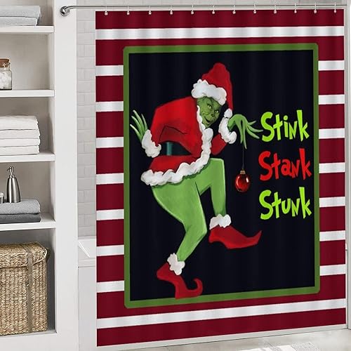 Miniatura 5 de MICEAN Juego de 4 cortinas de ducha con alfombras antideslizantes, cubierta para tapa de inodoro y tapete de baño, decoración de baño con ganchos,