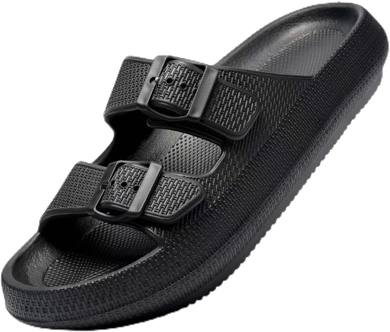 Dodow Womens Slide Sandals Adjustable Soft Cloud Comfort Slip On Flat Sandals