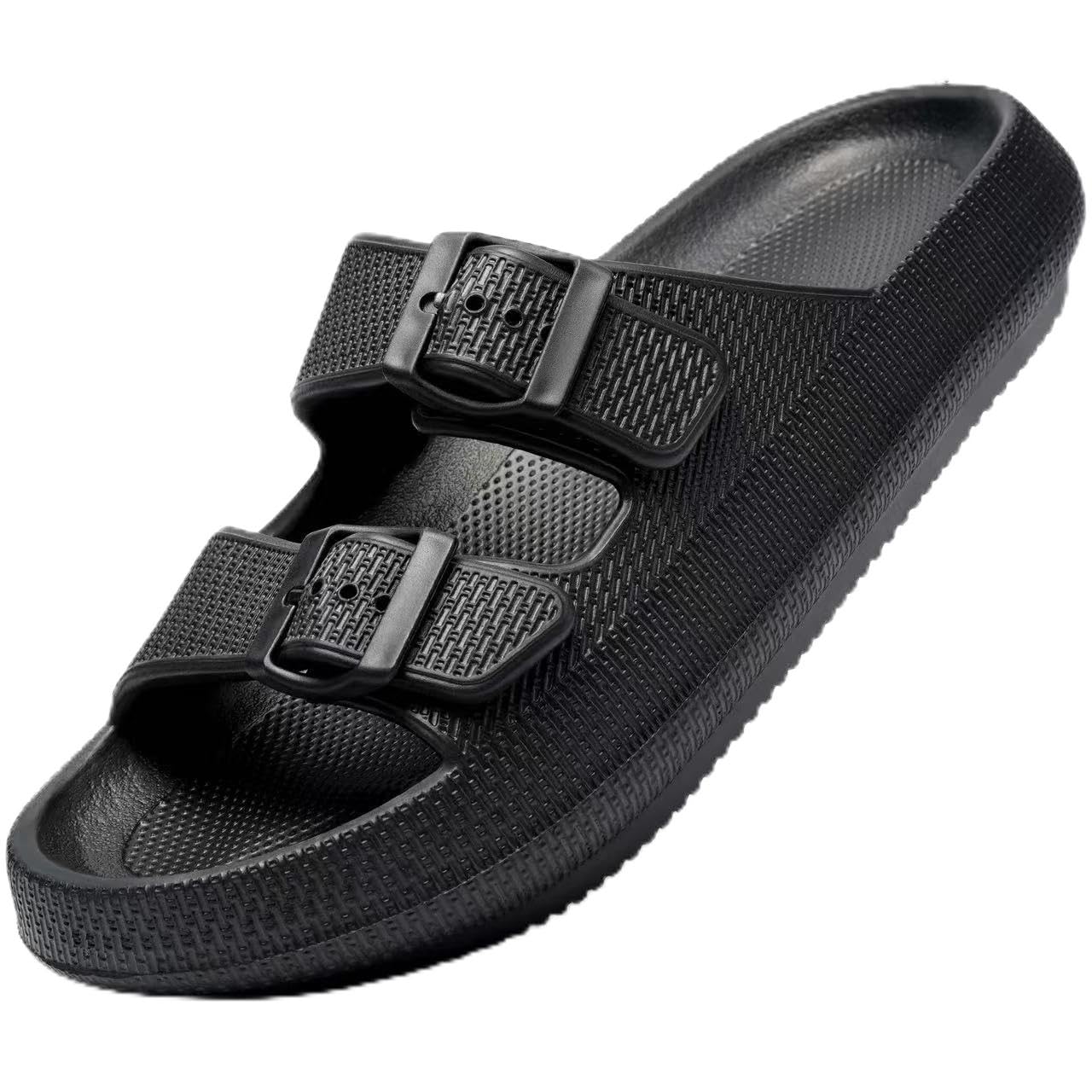 Dodow Womens Slide Sandals Adjustable Soft Cloud Comfort Slip On Flat Sandals