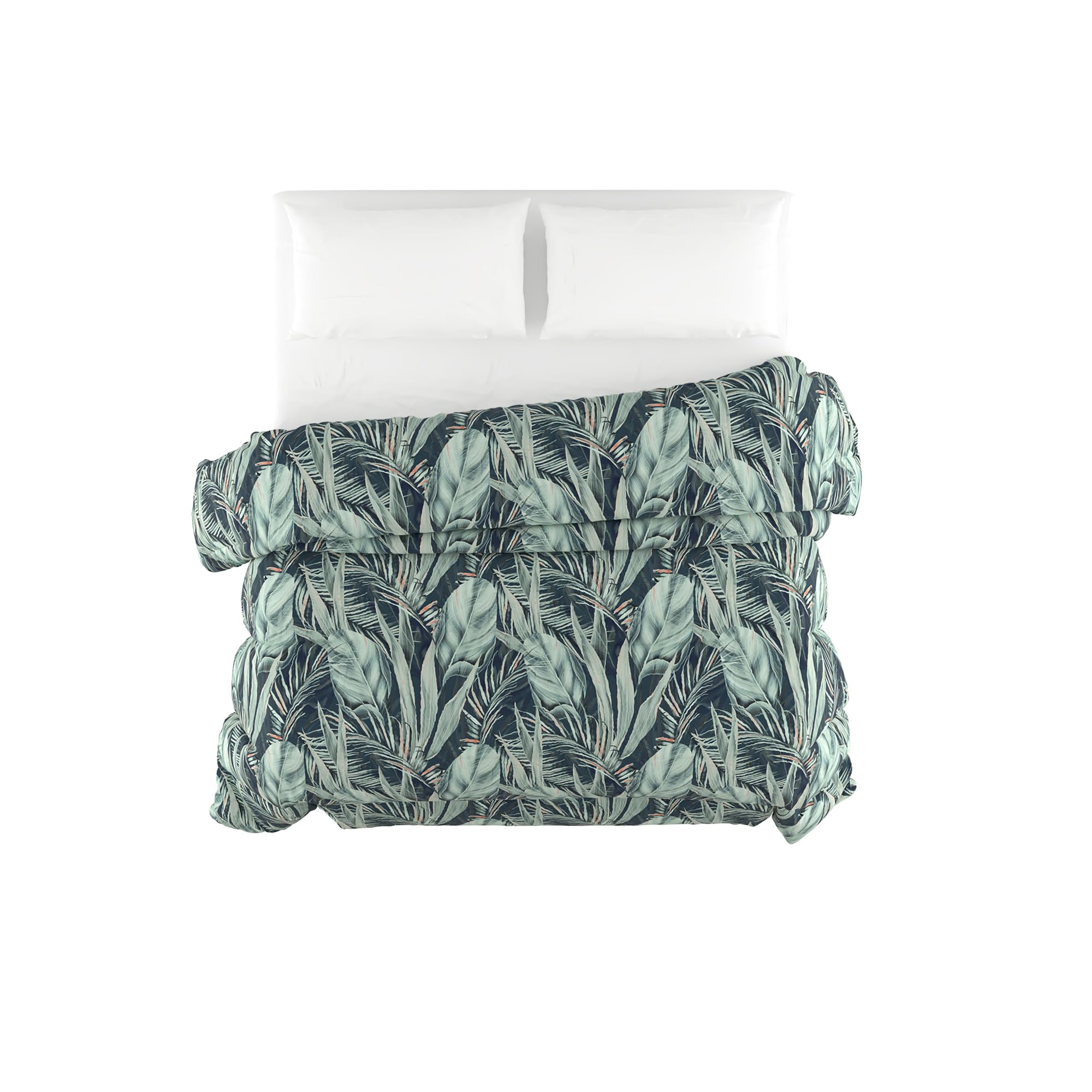 Trapunta Invernale Imbottita Letto Matrimoniale 250x245cm DoubleFace BASIC fantasia TROPICAL, Made in Italy - Piumino Reversibile in morbida Microfibra 200gr/mq - Piumone Lavabile in Lavatrice