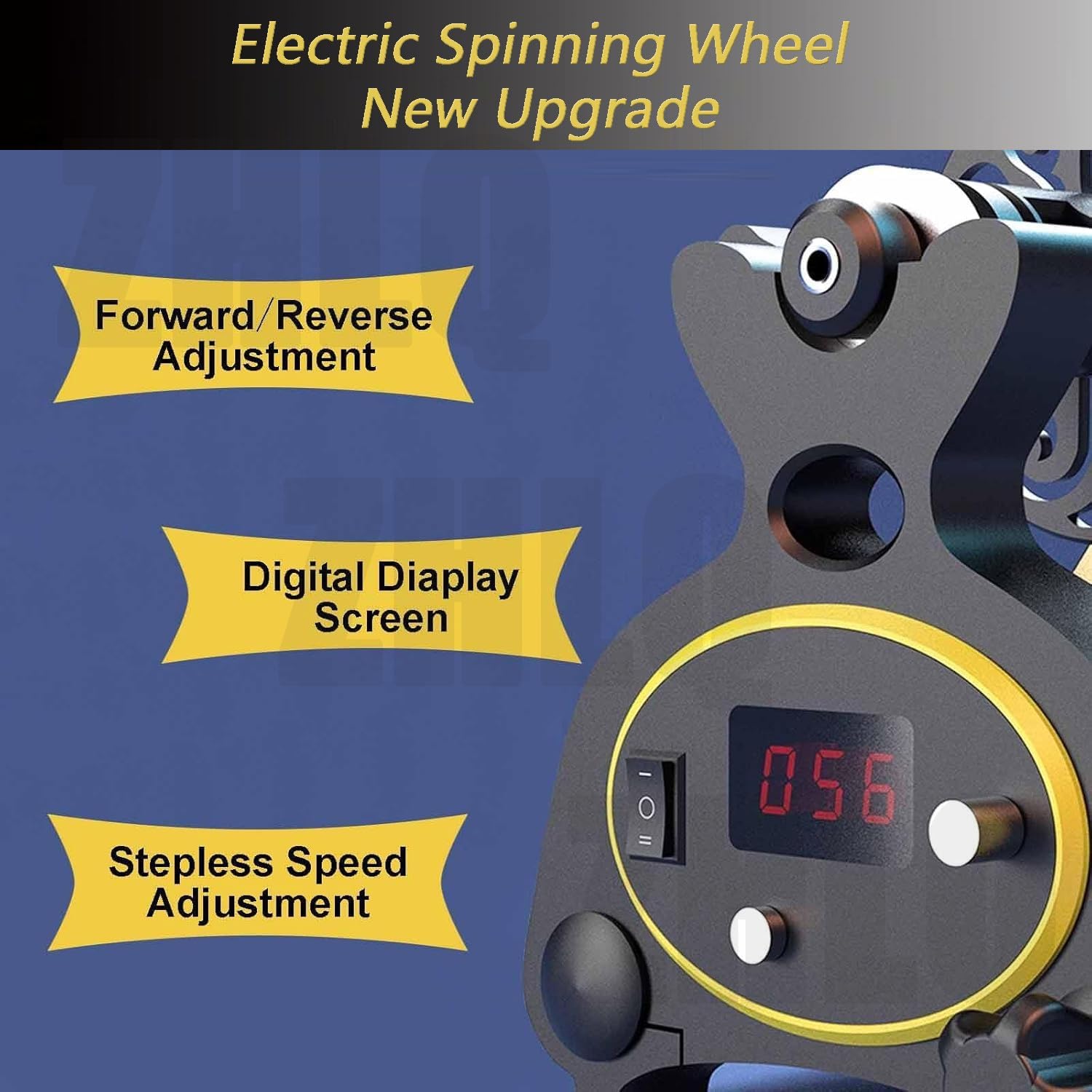 Mini Electric Spinning Wheel Double Spool, Forward and Reverse Switching, Capacity 4oz / 8oz, Max Speed 800rpm, for Yarn Weaving Blending Roving,E