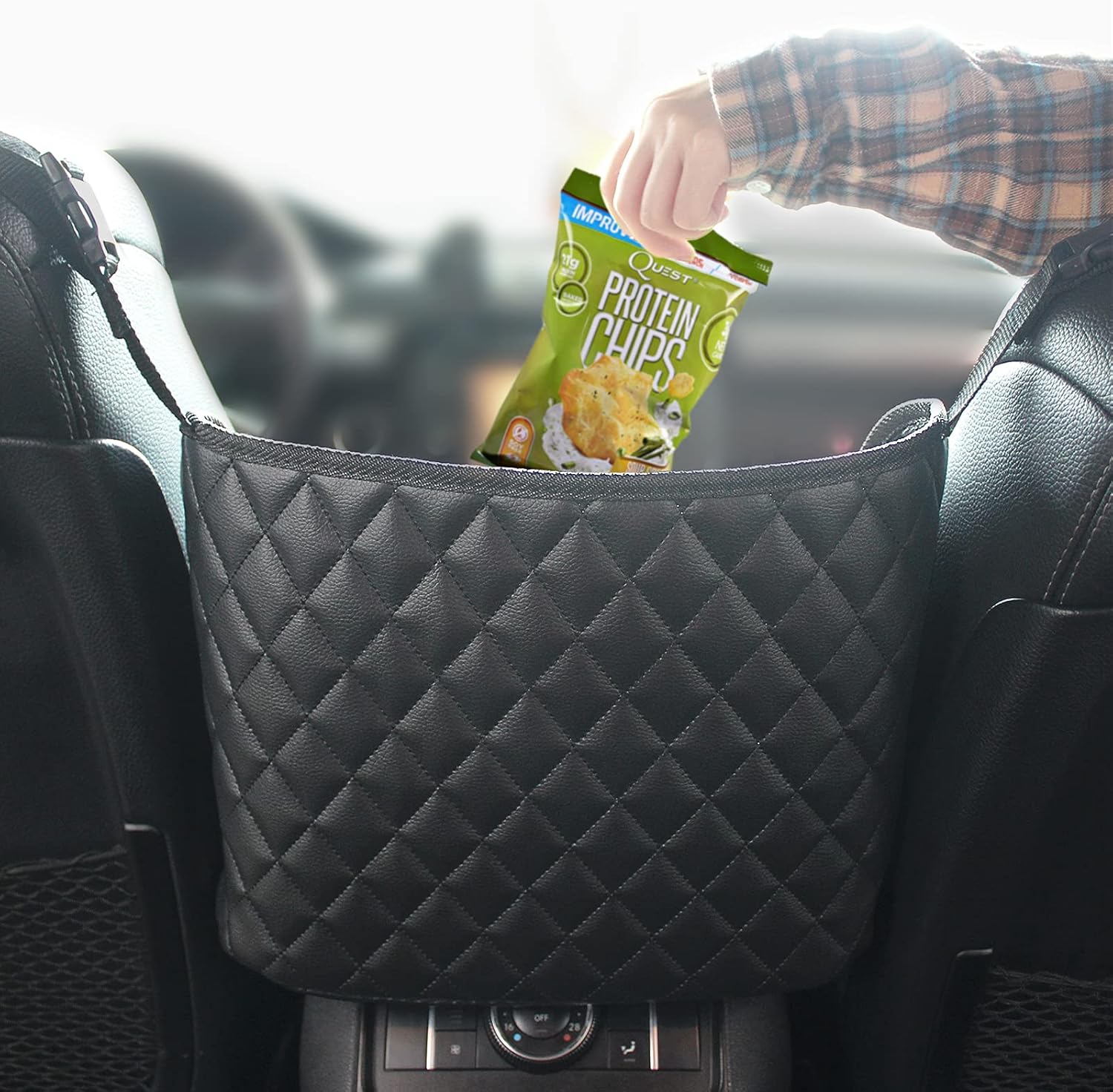 BYGD Car Net Pocket Handbag Holder, Purse Holder for Car