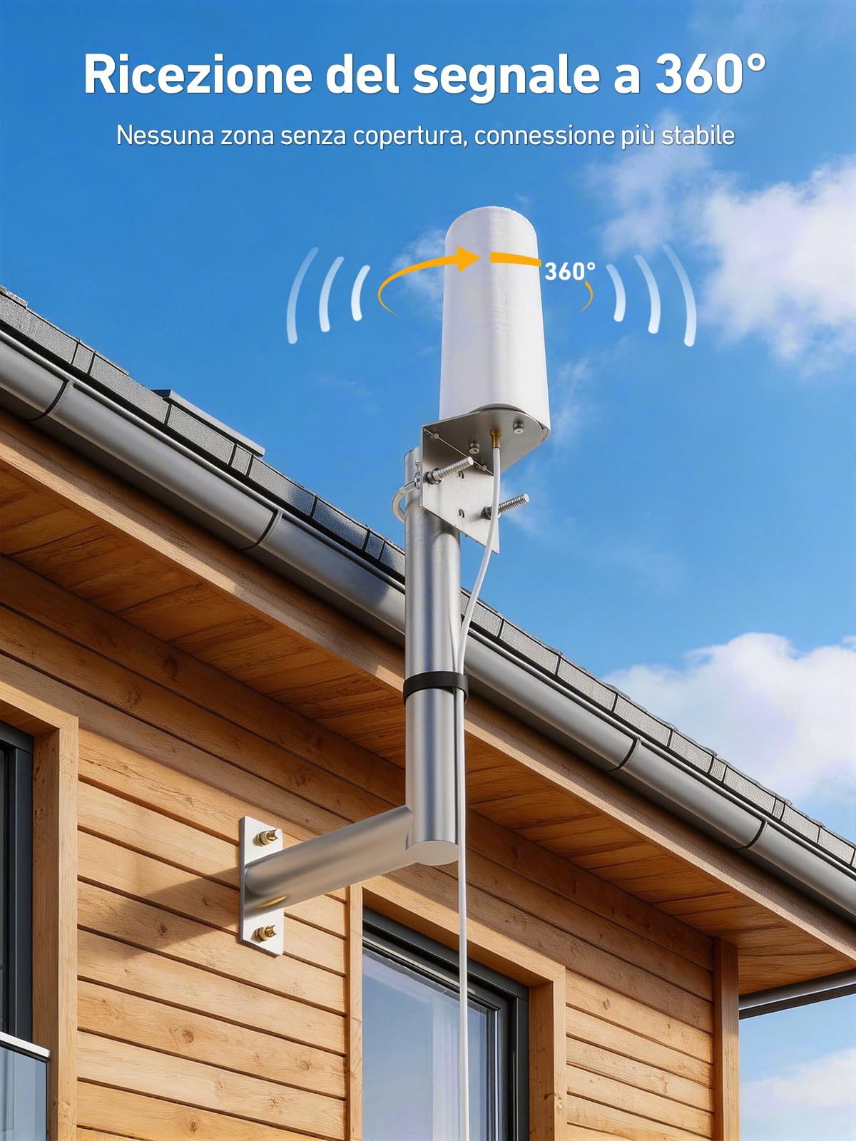 Amplificatore Segnale Cellulare per Banda 3 e 7, 4G LTE 3G GSM Ripetitore Segnale Cellulare per Casa Ufficio Cantina, Compatibile Iliad TIM Wind Tre ecc., Ricezione del segnale a 360°