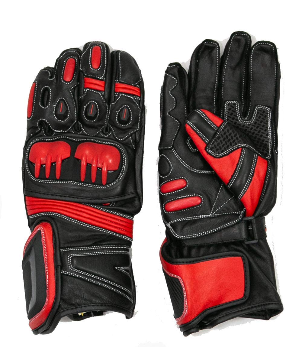Riparo Genuine Leather Motorcycle Biker Riding Gloves (Medium)